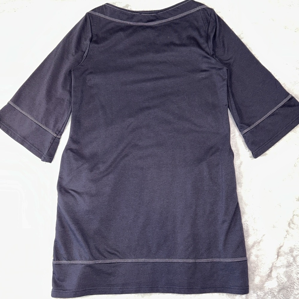 Suzanne Betro Dress Nautical Navy/White Boat Neck Shift Dress‎ Large